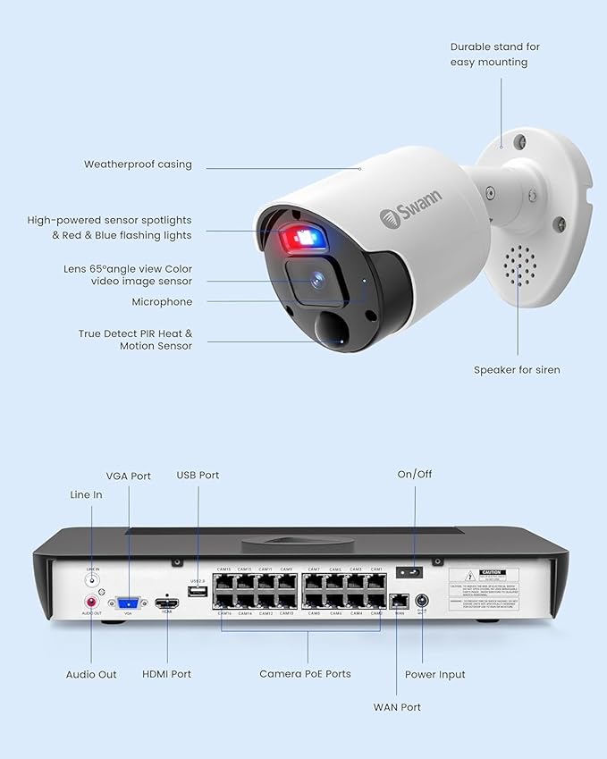 SWANN Enforcer SWNVK-1690008 16-channel 4K Ultra HD NVR Security System - 4 TB 8 Cameras