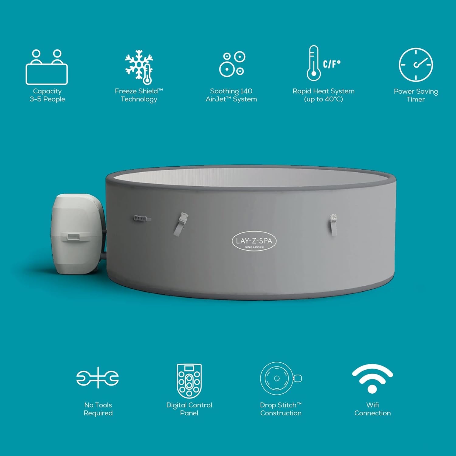 LAY-Z-SPA Napa AirJet Smart Inflatable Hot Tub