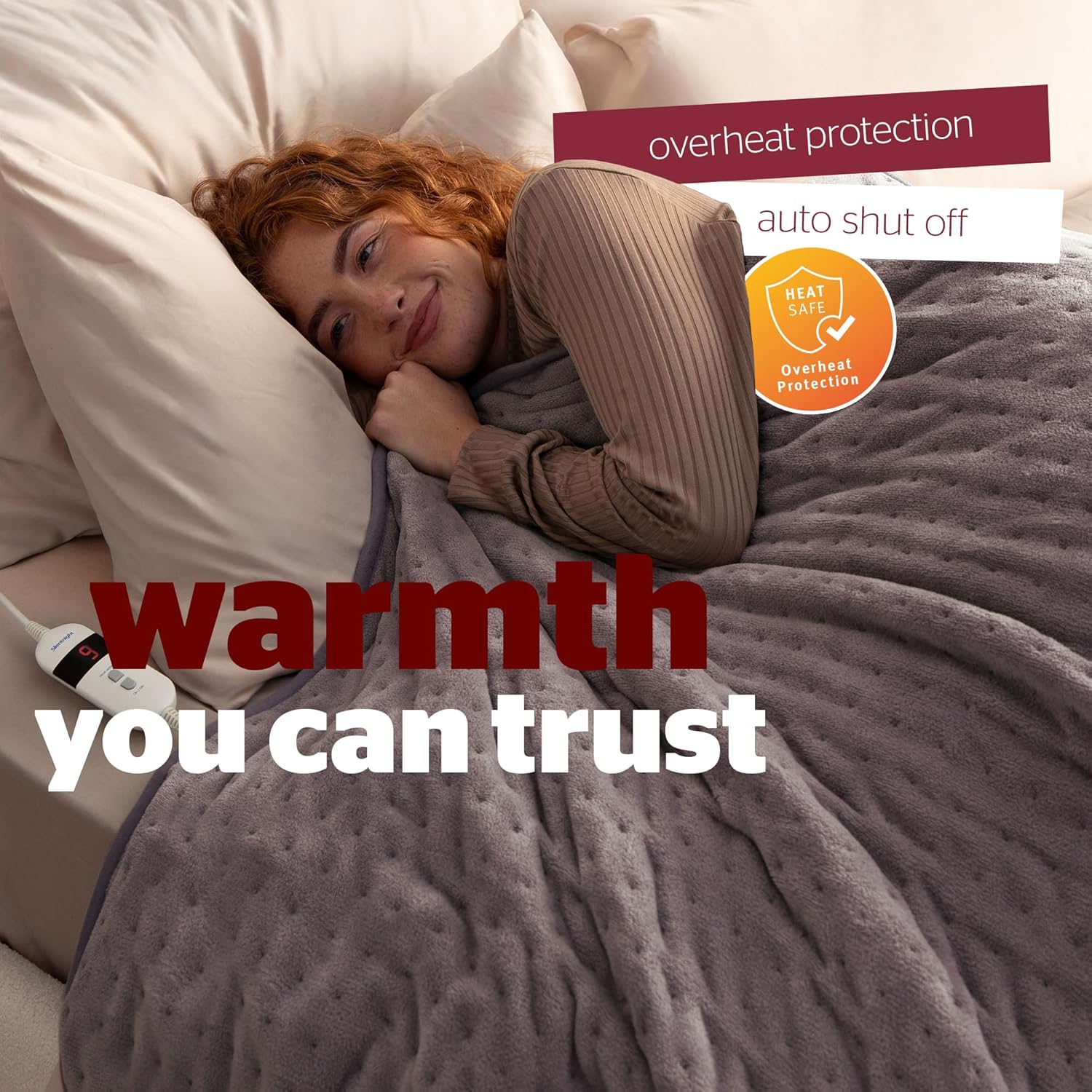 SILENTNIGHT Comfort Control Heated Throw - Blush