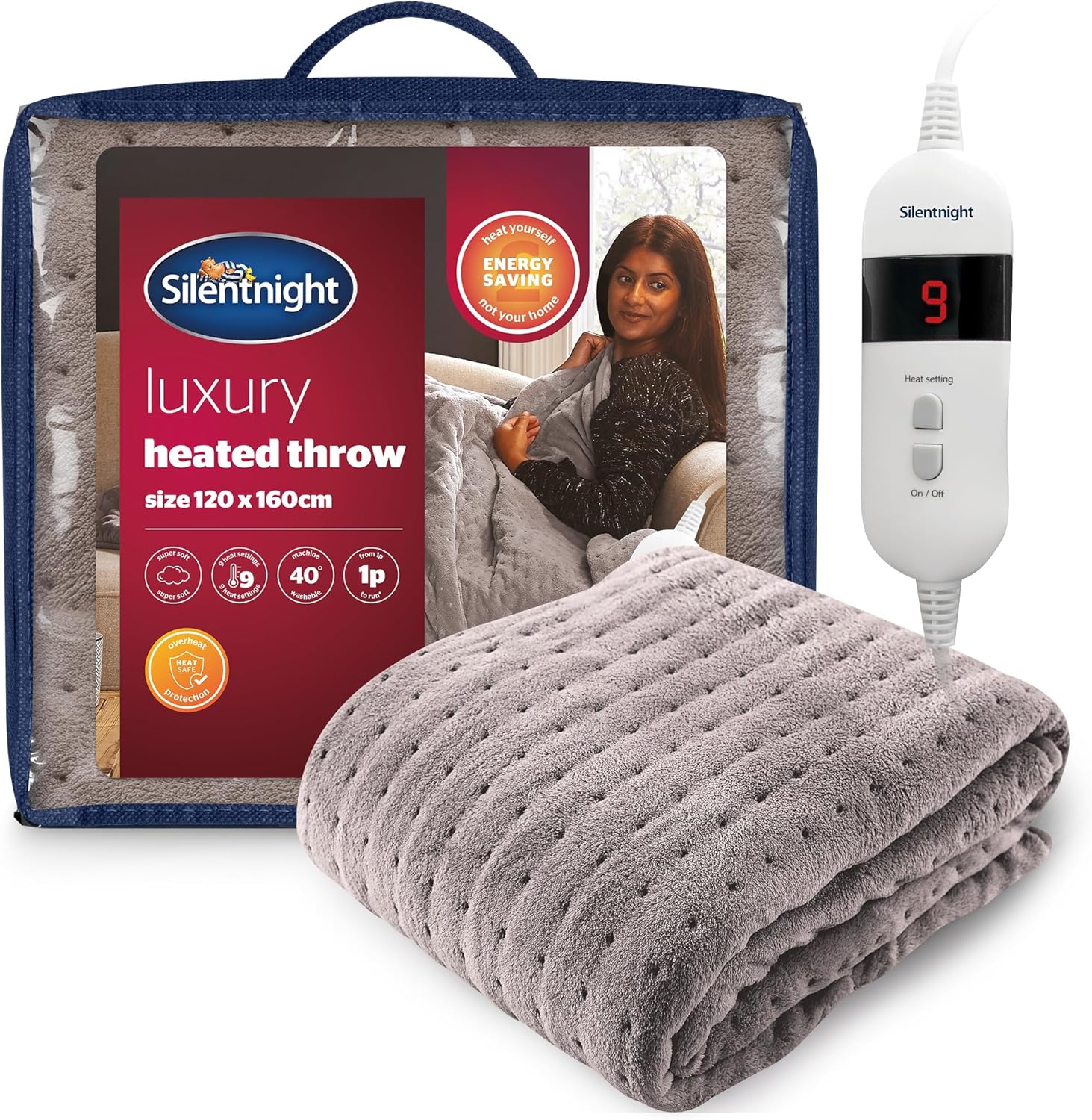 SILENTNIGHT Comfort Control Heated Throw - Blush