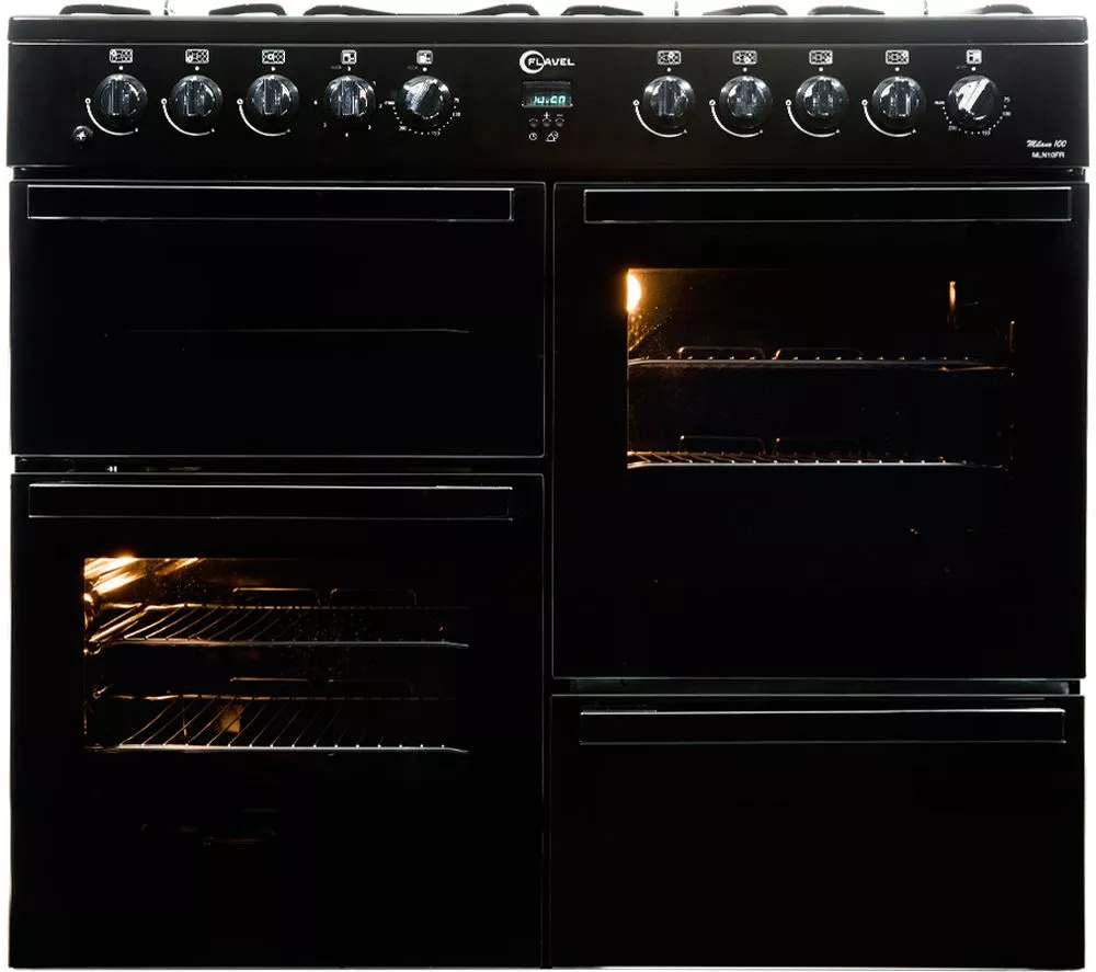 FLAVEL Milano 100 MLN10FRK Dual Fuel Range Cooker - Black & Chrome - Image 4