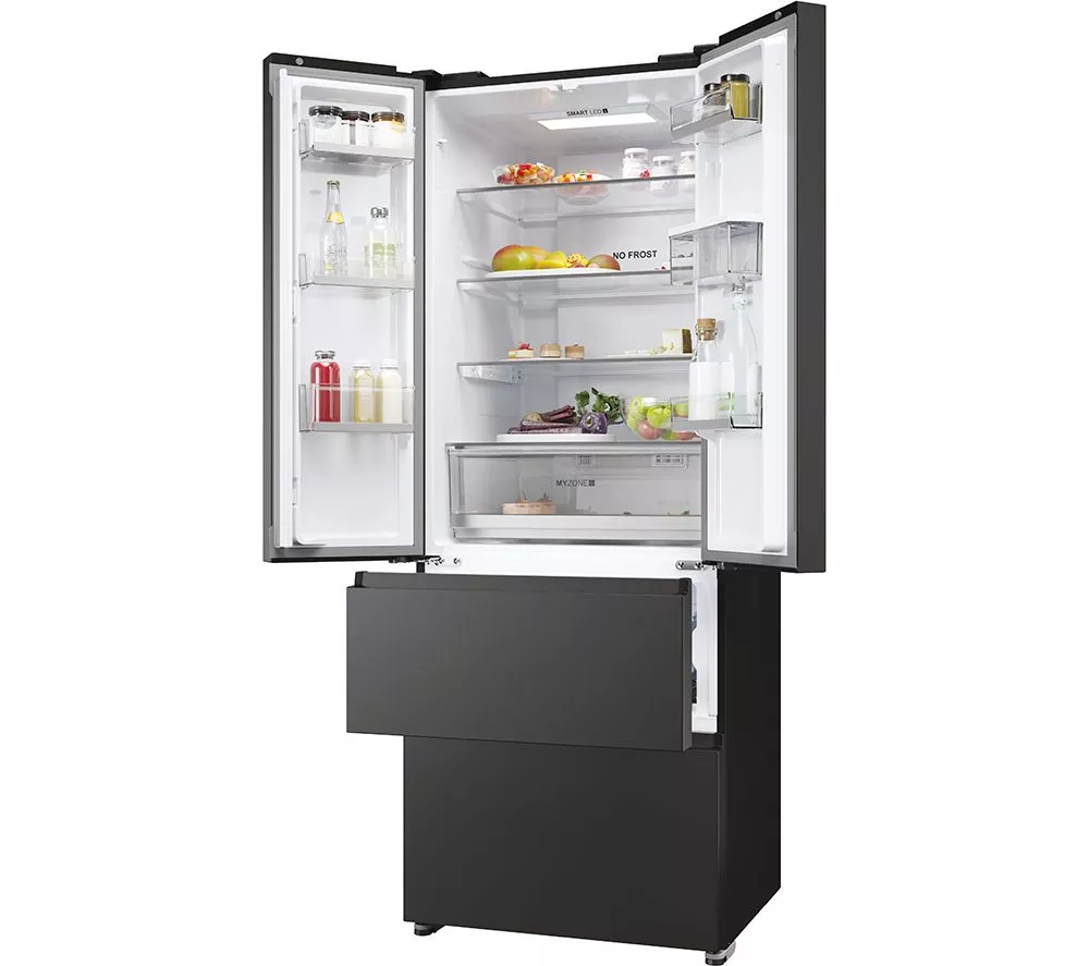HAIER HFR5719EWPB Fridge Freezer - Slate Black