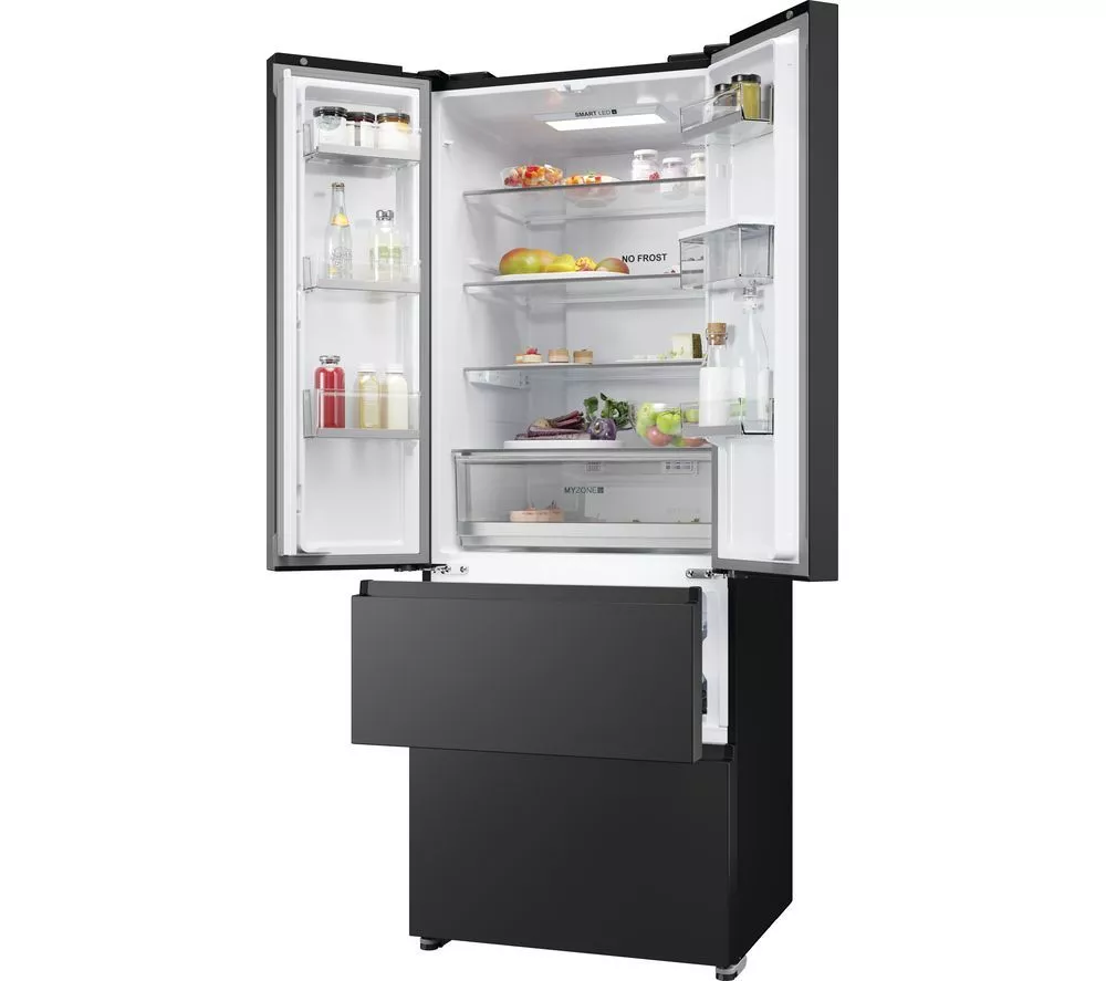 HAIER HFR5719EWPB Fridge Freezer - Slate Black