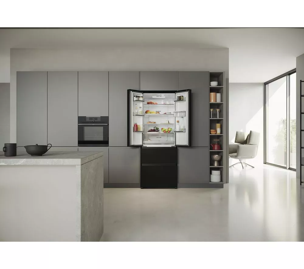 HAIER HFR5719EWPB Fridge Freezer - Slate Black