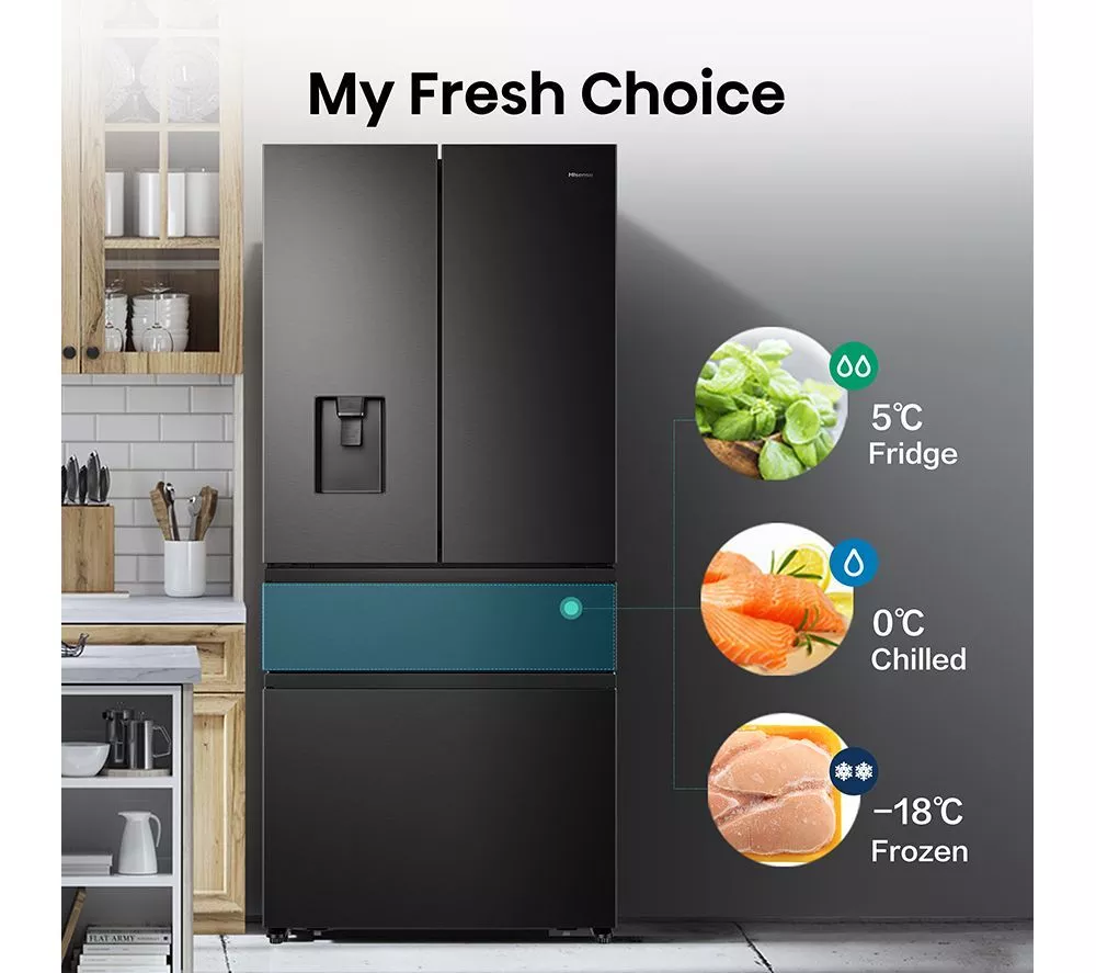 HISENSE PureFlat RF540N4WFE Fridge Freezer - Black Stainless Steel