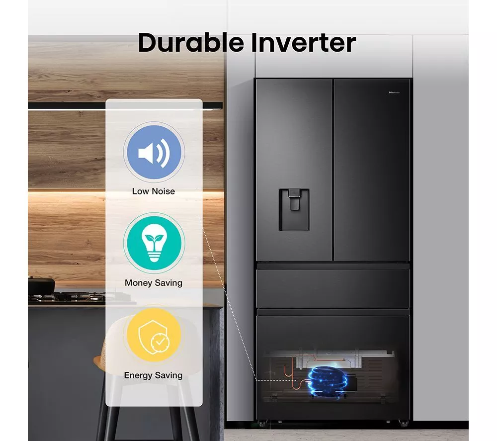 HISENSE PureFlat RF540N4WFE Fridge Freezer - Black Stainless Steel