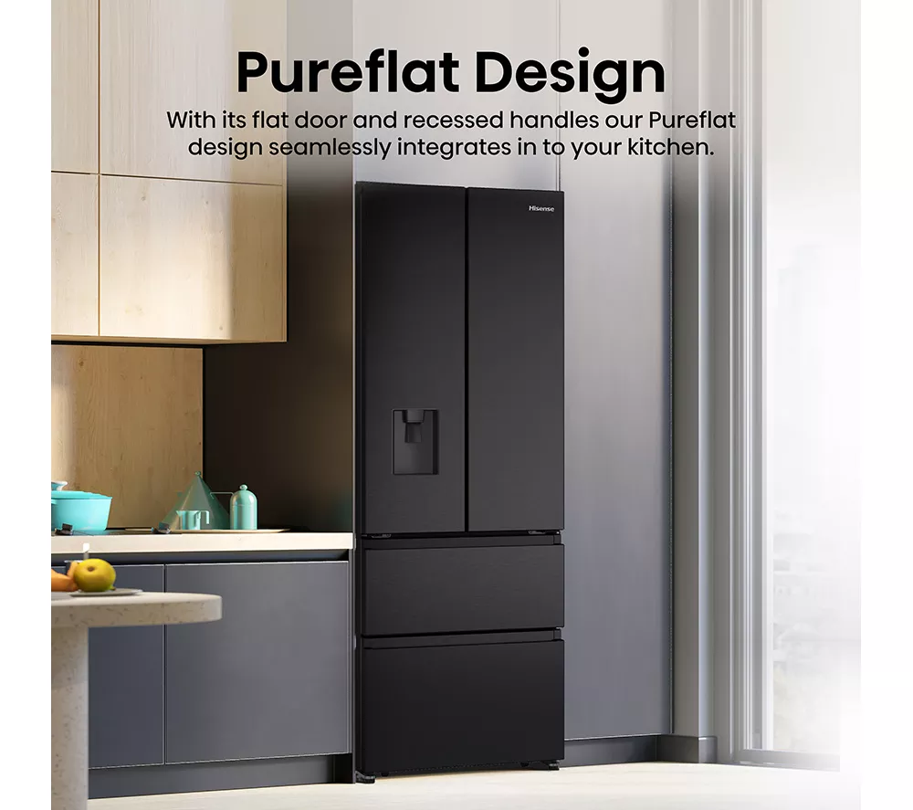 HISENSE PureFlat RF632N4WFE Fridge Freezer - Black Stainless Steel