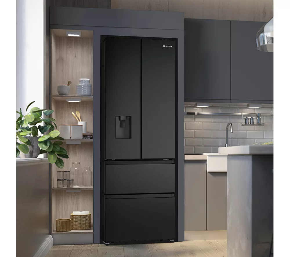 HISENSE PureFlat RF632N4WFE Fridge Freezer - Black Stainless Steel