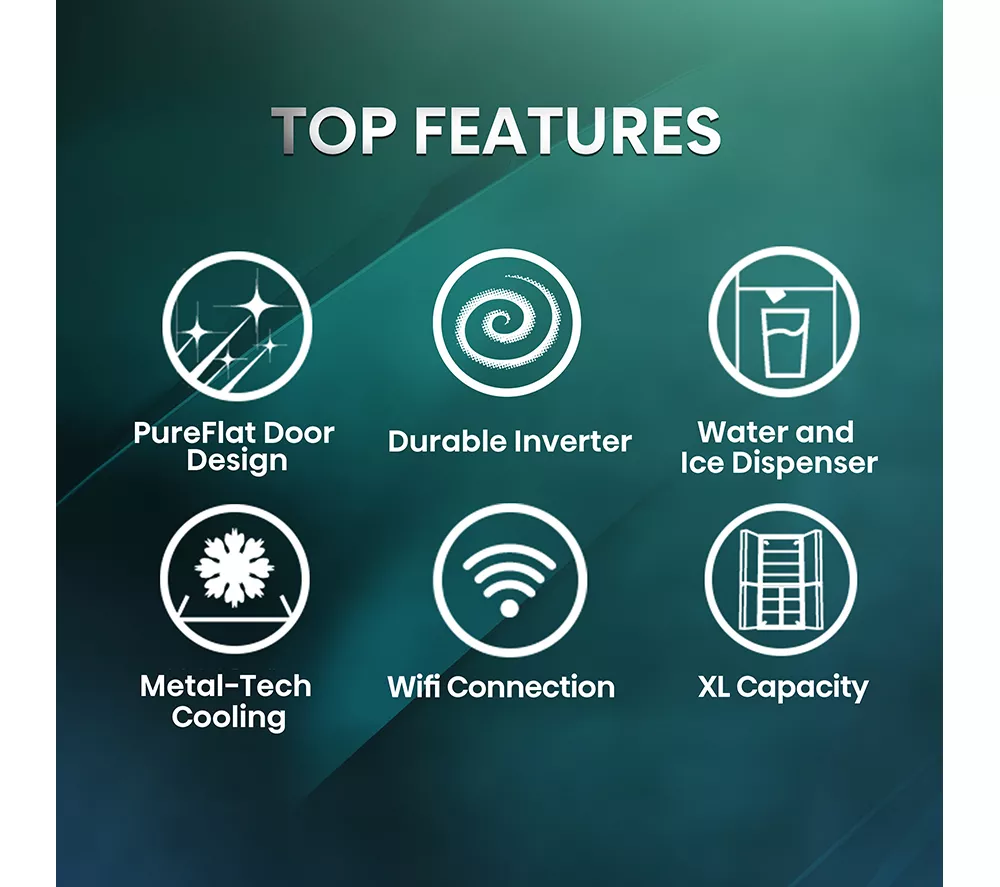 HISENSE PureFlat RS818N4IFE American-Style Smart Fridge Freezer - Black Stainless Steel