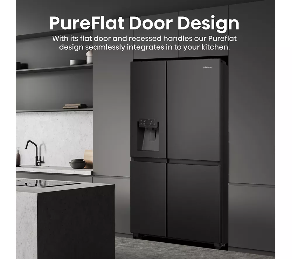 HISENSE PureFlat RS818N4IFE American-Style Smart Fridge Freezer - Black Stainless Steel