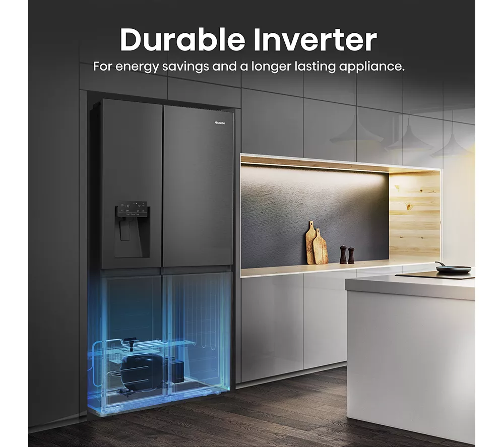 HISENSE PureFlat RS818N4IFE American-Style Smart Fridge Freezer - Black Stainless Steel