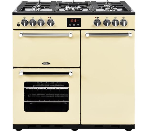 BELLING Kensington 90DFT Dual Fuel Range Cooker - Cream & Chrome