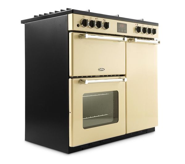 BELLING Kensington 90DFT Dual Fuel Range Cooker - Cream & Chrome
