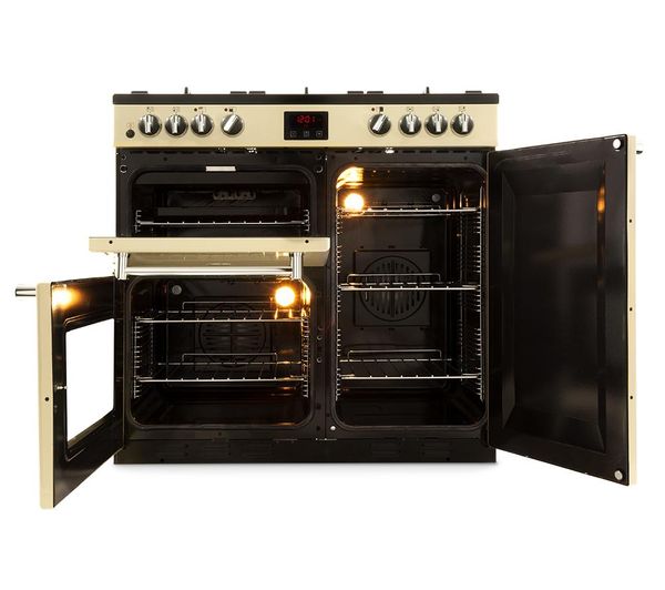 BELLING Kensington 90DFT Dual Fuel Range Cooker - Cream & Chrome