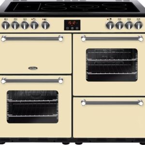 BELLING Kensington 100E Electric Ceramic Range Cooker - Cream & Chrome