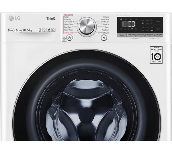 LG TurboWash 360 with AI DD V9 F4V910WTSE WiFi-enabled 10.5 kg 1400 Spin Washing Machine - White