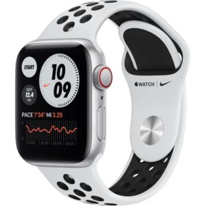 APPLE Watch SE Cellular - Silver with Pure Platinum & Black Nike Sports Band  40 mm