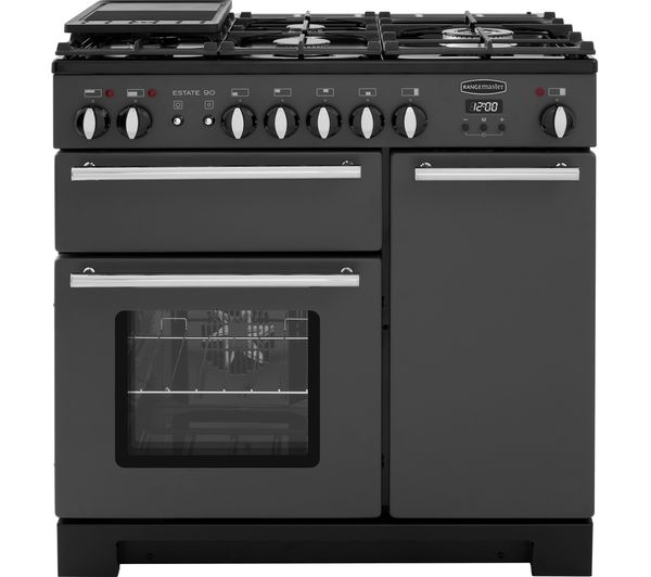 RANGEMASTER Estate 90 EST90DFFSL C Dual Fuel Range Cooker - Slate & Chrome