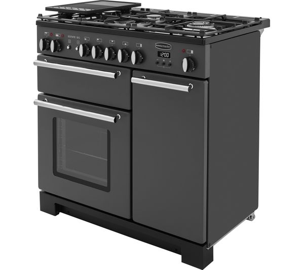 RANGEMASTER Estate 90 EST90DFFSL C Dual Fuel Range Cooker - Slate & Chrome