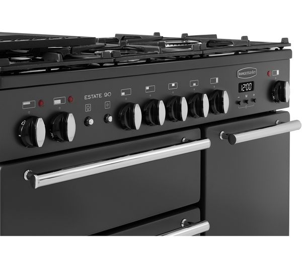 RANGEMASTER Estate 90 EST90DFFSL C Dual Fuel Range Cooker - Slate & Chrome