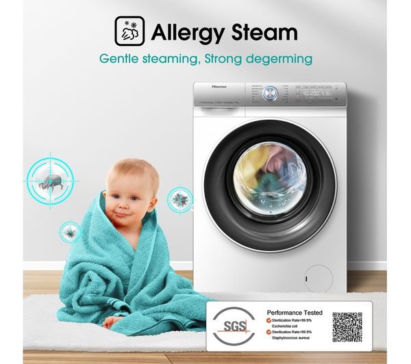 HISENSE QR Series WFQR1014EVAJM 10 kg 1400 Spin Washing Machine - White - Image 4