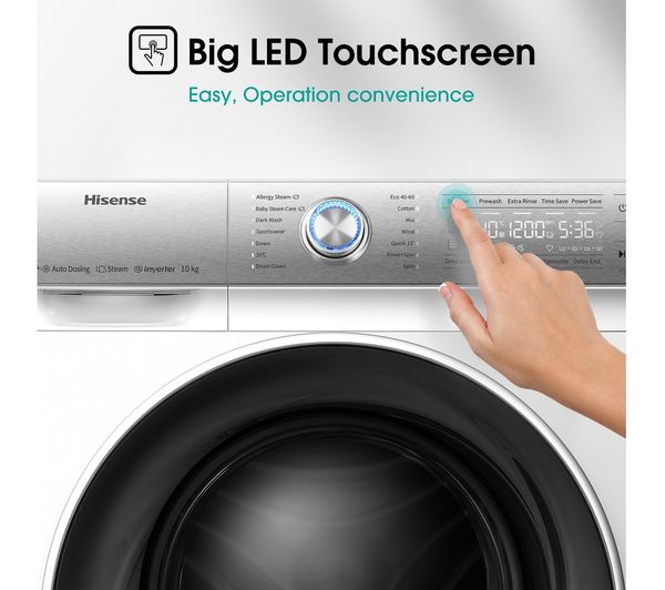 HISENSE QR Series WFQR1014EVAJM 10 kg 1400 Spin Washing Machine - White - Image 8