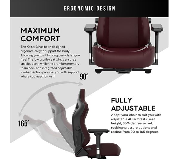 ANDASEAT Kaiser 3 Series Premium Gaming Chair - Classic Maroon