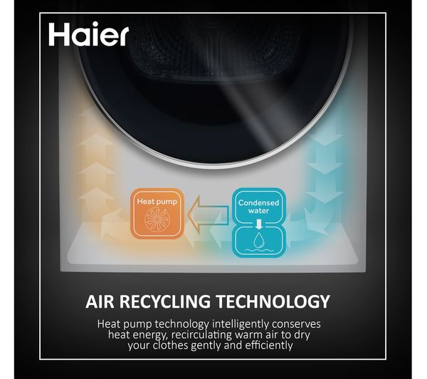 HAIER I-Pro Series 3 HD80-A2939 8 kg Heat Pump Tumble Dryer - White