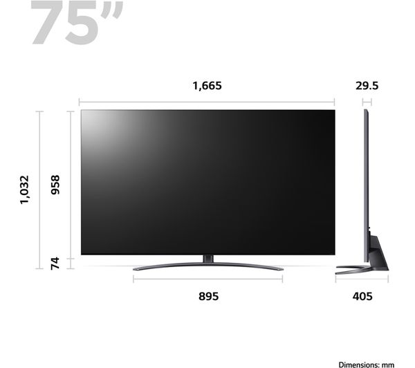 LG 75QNED916QE 75" Smart 4K Ultra HD HDR QNED TV with Google Assistant & Amazon Alexa