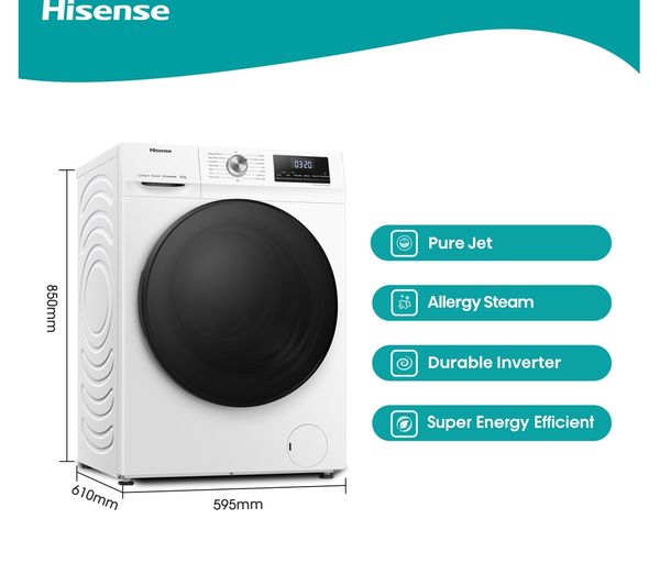 HISENSE 3 Series WFQA1014EVJM 10 kg 1400 rpm Washing Machine - White