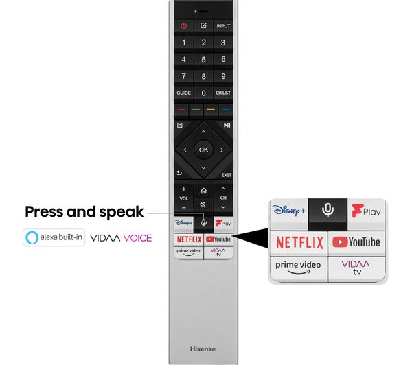 HISENSE 65U7KQTUK 65" Smart 4K Ultra HD HDR Mini-LED TV with Amazon Alexa