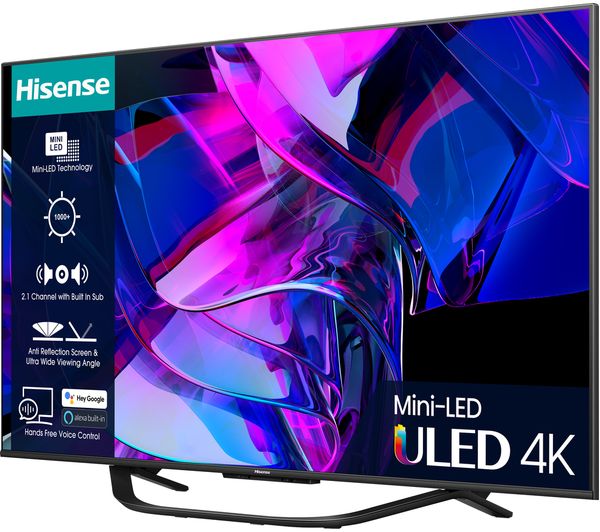 HISENSE 65U7KQTUK 65" Smart 4K Ultra HD HDR Mini-LED TV with Amazon Alexa