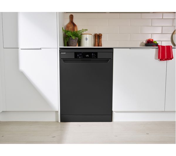 SHARP QW-NA1CF47EB-EN Full-size Dishwasher - Black