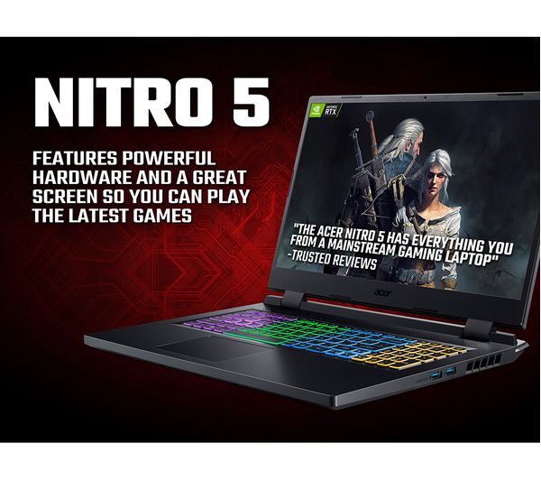 ACER Nitro 5 AN517-55-74P6 17.3" Gaming Laptop - Intel® Core™ i7 RTX 4050 1 TB SSD