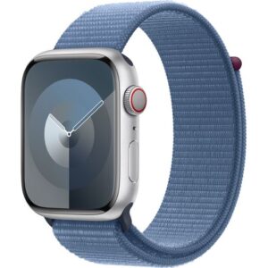 APPLE Watch Series 9 Cellular - 45 mm Silver Aluminium Case with Winter Blue Sport Loop
