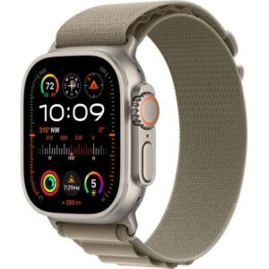 APPLE Watch Ultra 2 Cellular - 49 mm Titanium Case with Olive Alpine Loop  Medium