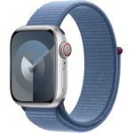 APPLE Watch Series 9 Cellular - 41 mm Silver Aluminium Case with Winter Blue Sport Loop