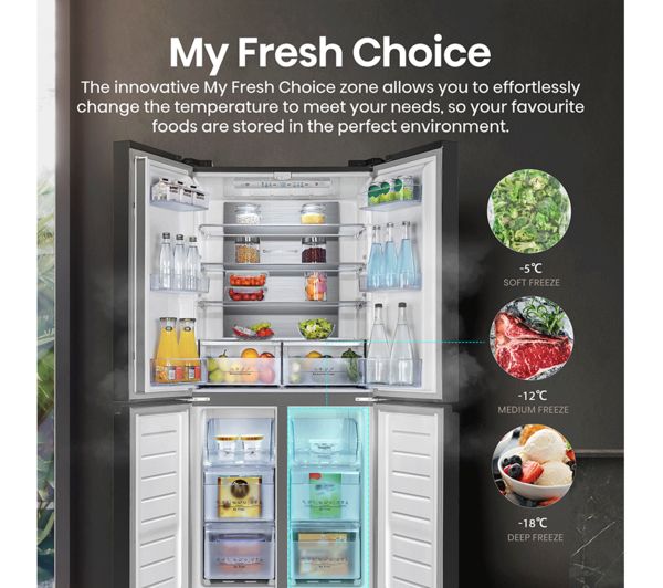 HISENSE PureFlat RQ563N4SF2 Fridge Freezer - Black Stainless Steel - Image 6