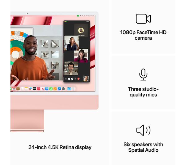APPLE iMac 4.5K 24" (2023) - M3 256 GB SSD Pink