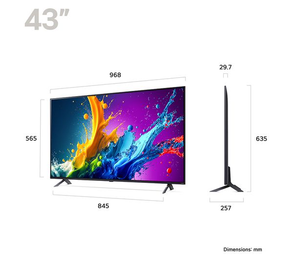 LG 43QNED80T6A 43 Smart 4K Ultra HD HDR QNED TV with Amazon Alexa