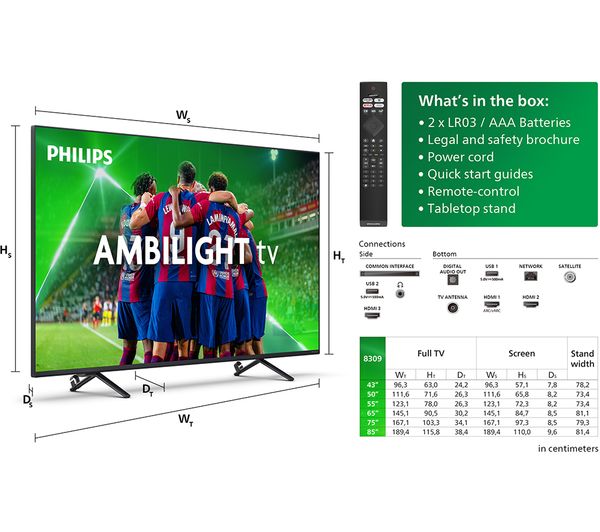 PHILIPS Ambilight 65PUS8309 12 65 Smart 4K Ultra HD HDR LED TV