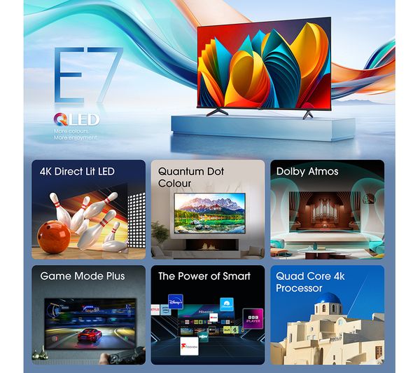 HISENSE 50E7NQTUK 50 Smart 4K Ultra HD HDR QLED TV with Amazon Alexa
